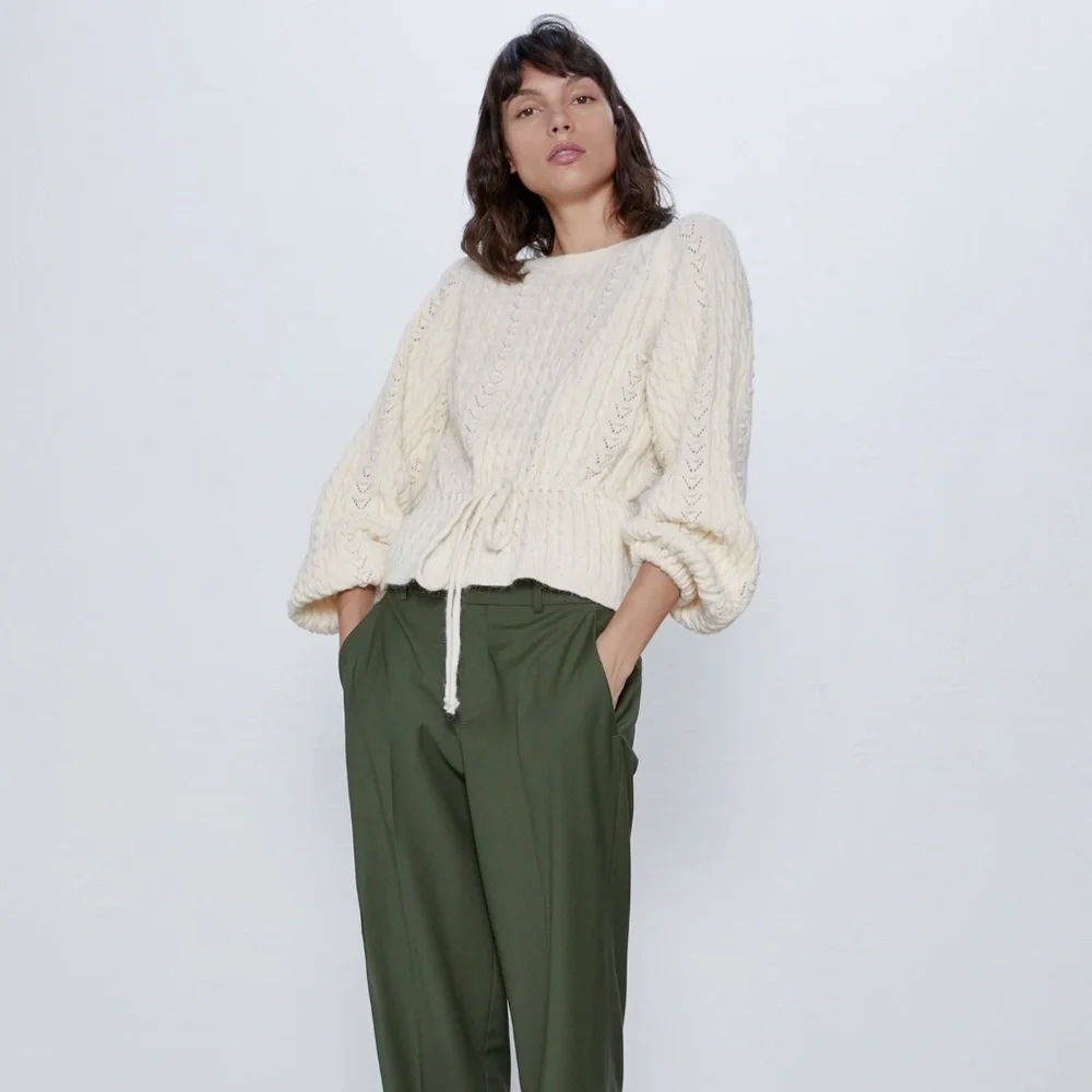 Zara Ivory Cable Knit Sweater - Picture 1 of 9
